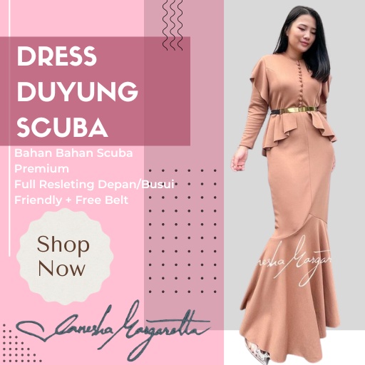 802#Dress Duyung Scuba/Gamis Wanita/Dress pesta
