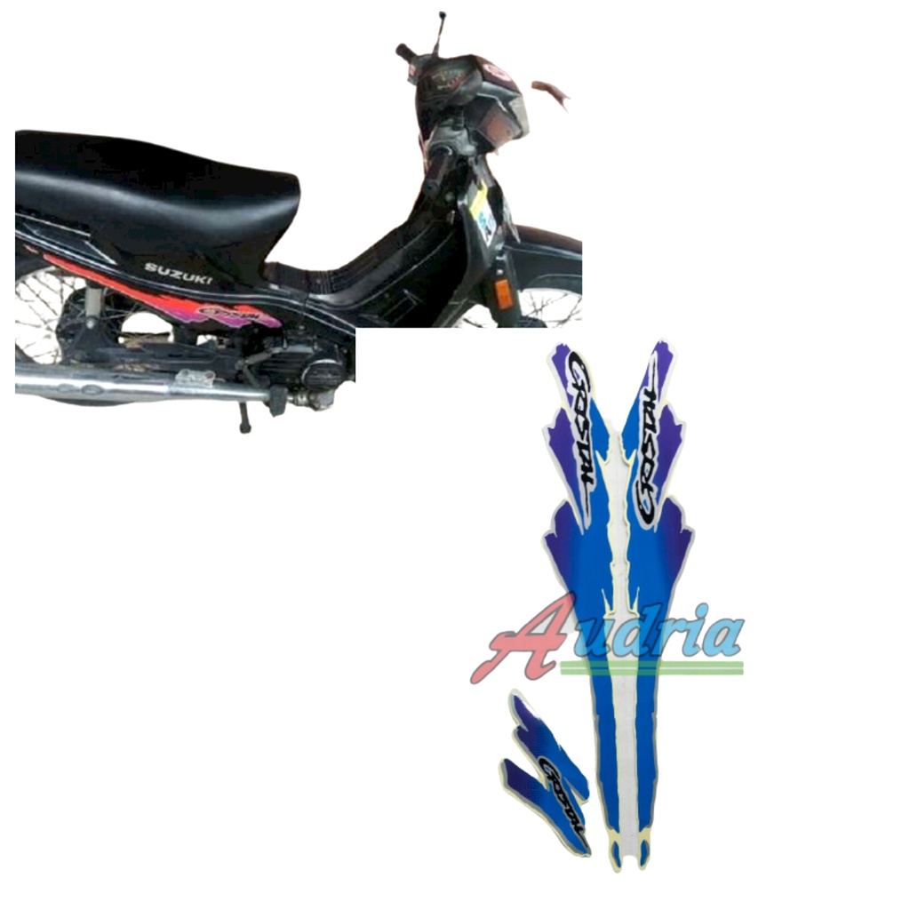Striping stiker motor suzuki crystal tune 1994 biru
