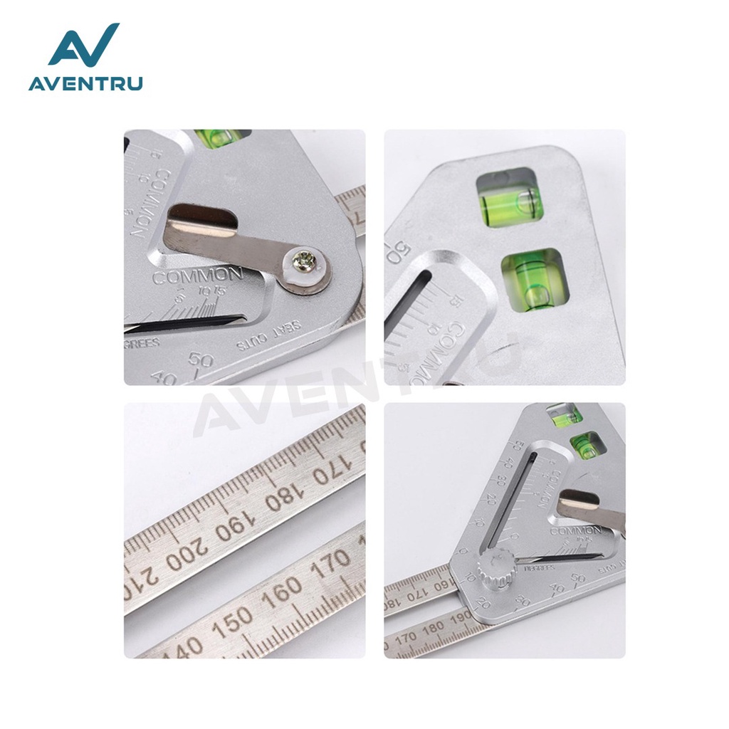 Penggaris L Sudut Siku Busur Speed Square Waterpass Air Kombinasi Protractor