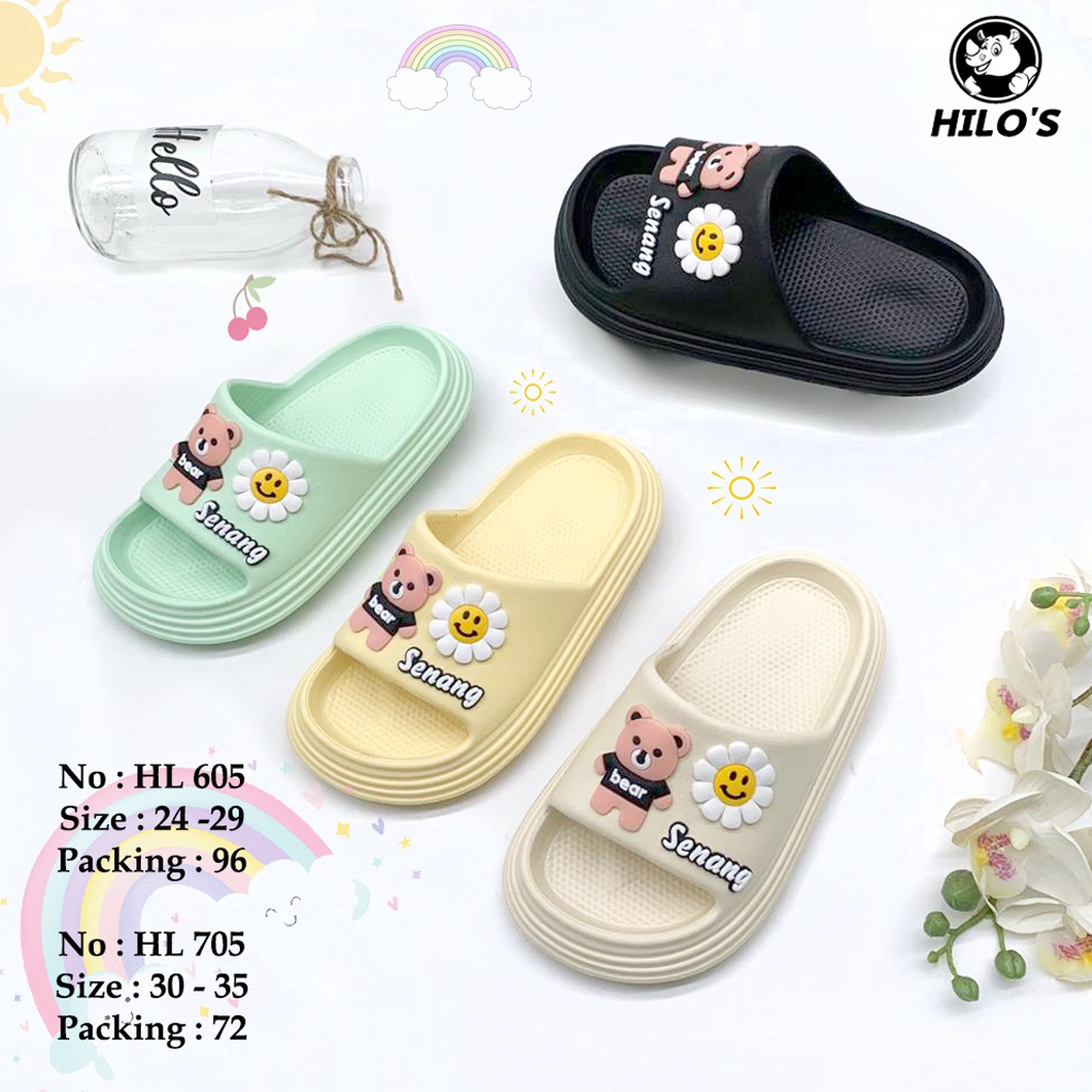 Sandal Selop Anak Perempuan Bahan Karet Anti Licin Kekinian Terbaru Size 24-35