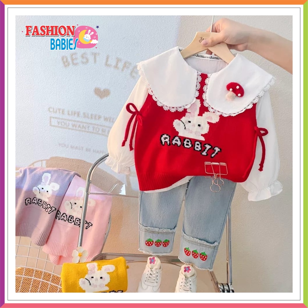 QQ SETELAN CELANA JEANS IMPORT | ATASAN + CELANA 1-5 TAHUN MOTIF RABBIT MUSHROOM ❤ Fashionbabies ❤