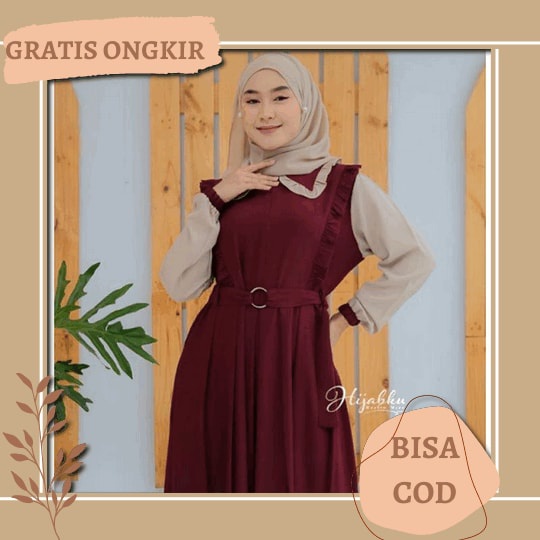 Terbaru Gamis Wanita 2023 Keysha Midi Dress Bahan Crinkle Airflow Kancing Depan Busui Friendly Midi 