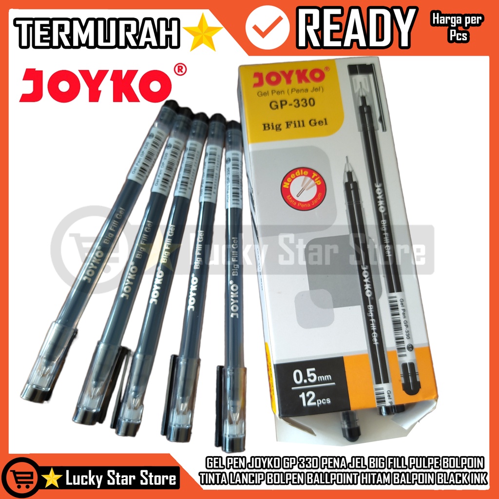 GEL PEN PULPEN PENA JOYKO GP 330 BIG FILL JEL 0.5 MM BOLPOIN BOLPEN LANCIP HITAM BALLPEN BALL JOIKO 