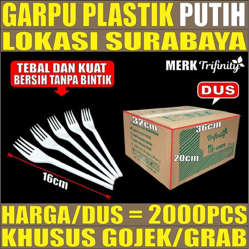 Garpu Makan Putih Susu Bersih Dus Garpu Plastik Murah Trifinity SBY