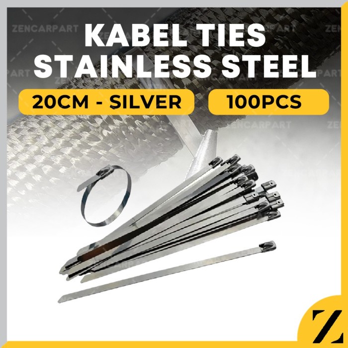 

Terlaris Kabel Cable Ties Tie Besi Stainless Steel Pengikat Knalpot Klem 20 Cm