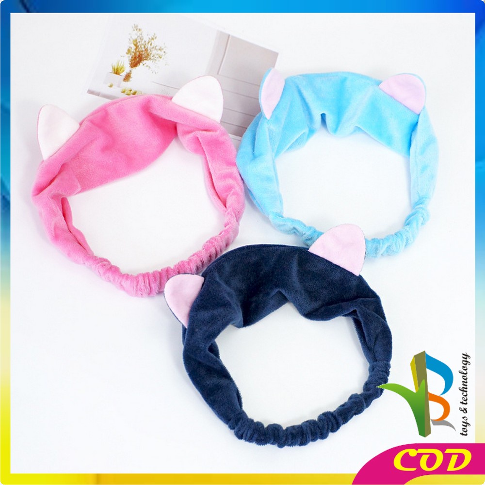 RB-C67 Bando Masker Motif Kuping Kucing Wanita Bahan Bludru / Bando Korea Facial Headband Hairband Women Aksesoris Rambut Import