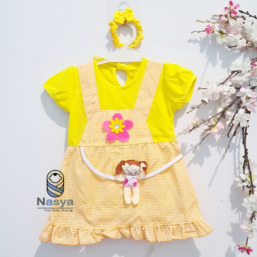 [MM-021] Dress Baju Bayi 3-12 bulan / Pakaian anak perempuan kaos (bonus bandana)