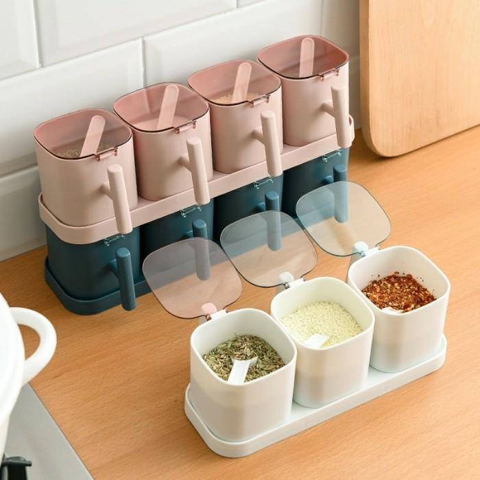 Tempat Bumbu Dapur Set 4 In 1 . Wadah Gula Kopi Garam Bumbu Dapur Set