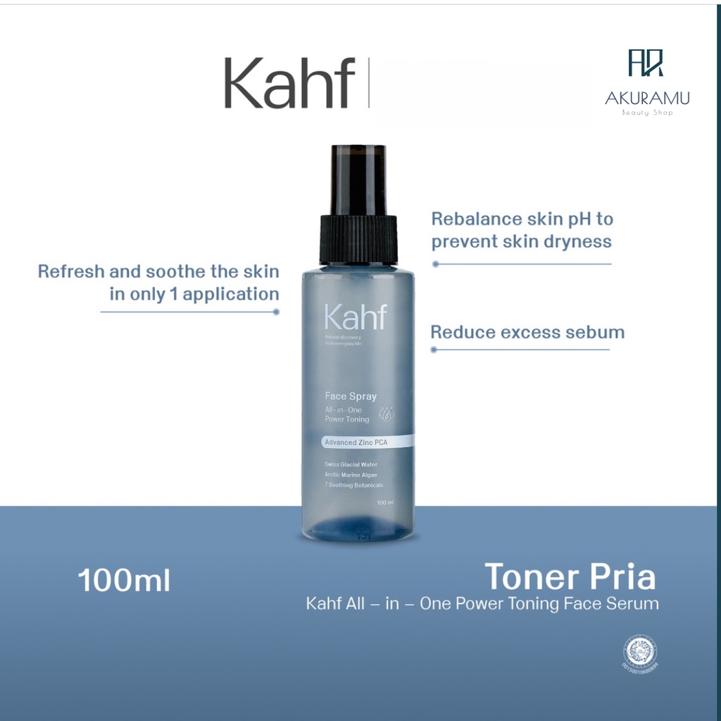 Kahf Toner - Kahf All-in-One Power Toning Face Spray 100 ml - Toner Wajah Pria untuk Kontrol Minyak 