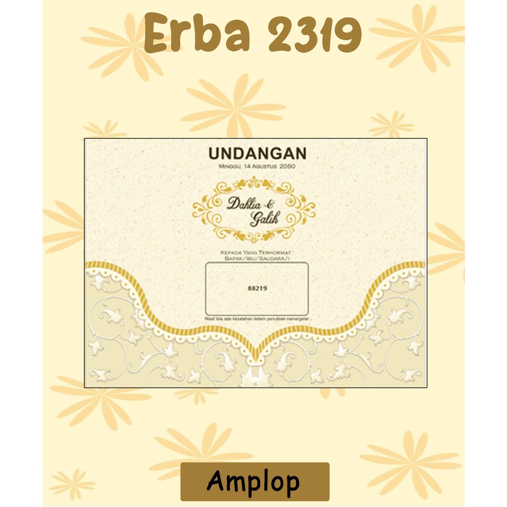 Blangko Undangan Pernikahan ERA BARU / ERBA 2319 SET UNDANGAN KOSONGAN / UNDANGAN + CETAK / HARGA MU