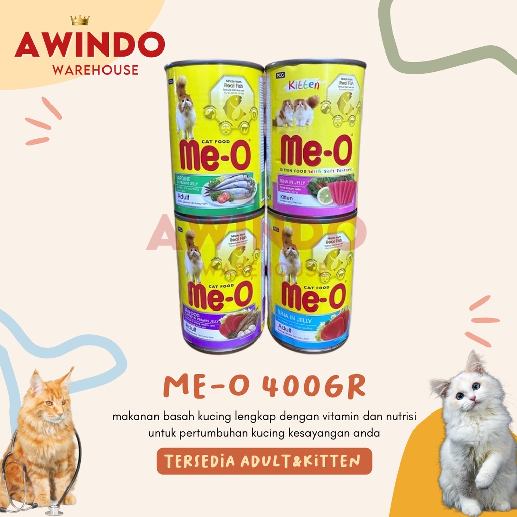 MEO KALENG 400GR - Makanan Basah Pakan Kucing Me-O Wet Cat Food 400 gr