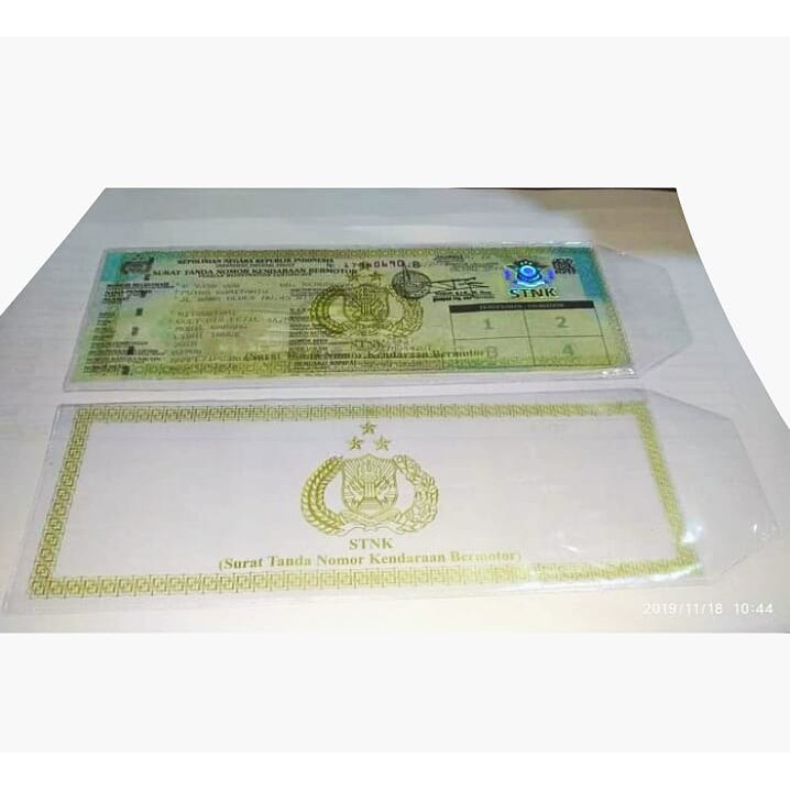 PLASTIK STNK MOTOR Pelindung Dokumen STNK Plastik Transparan untuk Motor Mobil Truk dengan Logo Poli