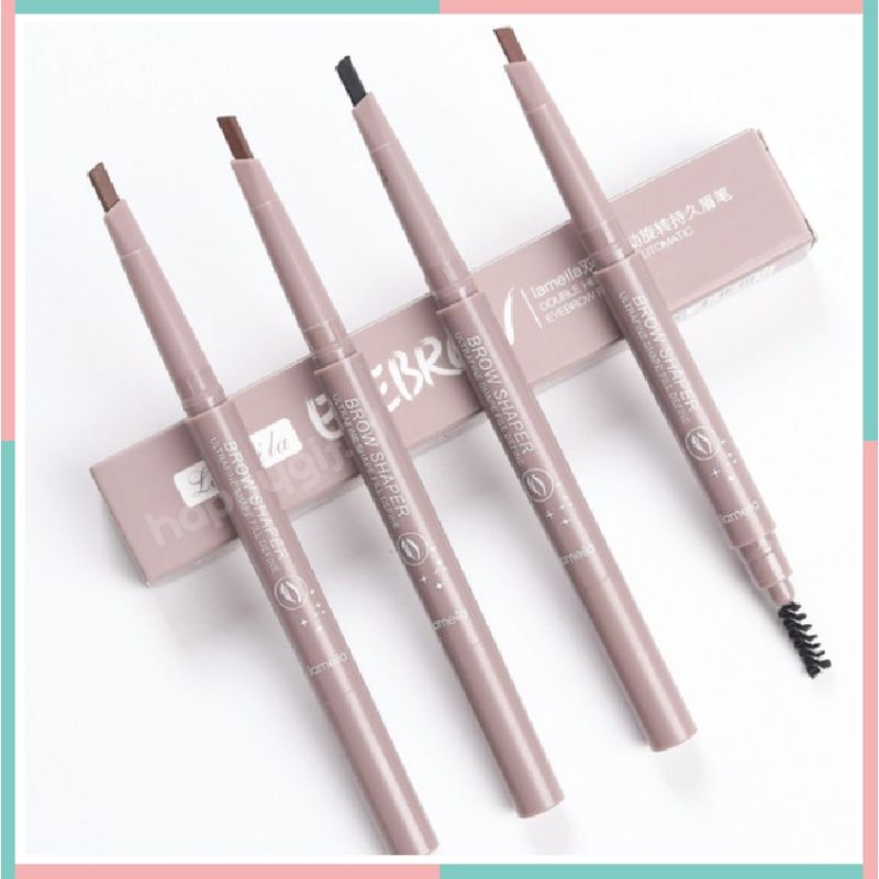 LAMEILA Pensil Alis Eyebrow 2 in 1 Kepala Ganda 7 Warna Ungu Muda Lilac