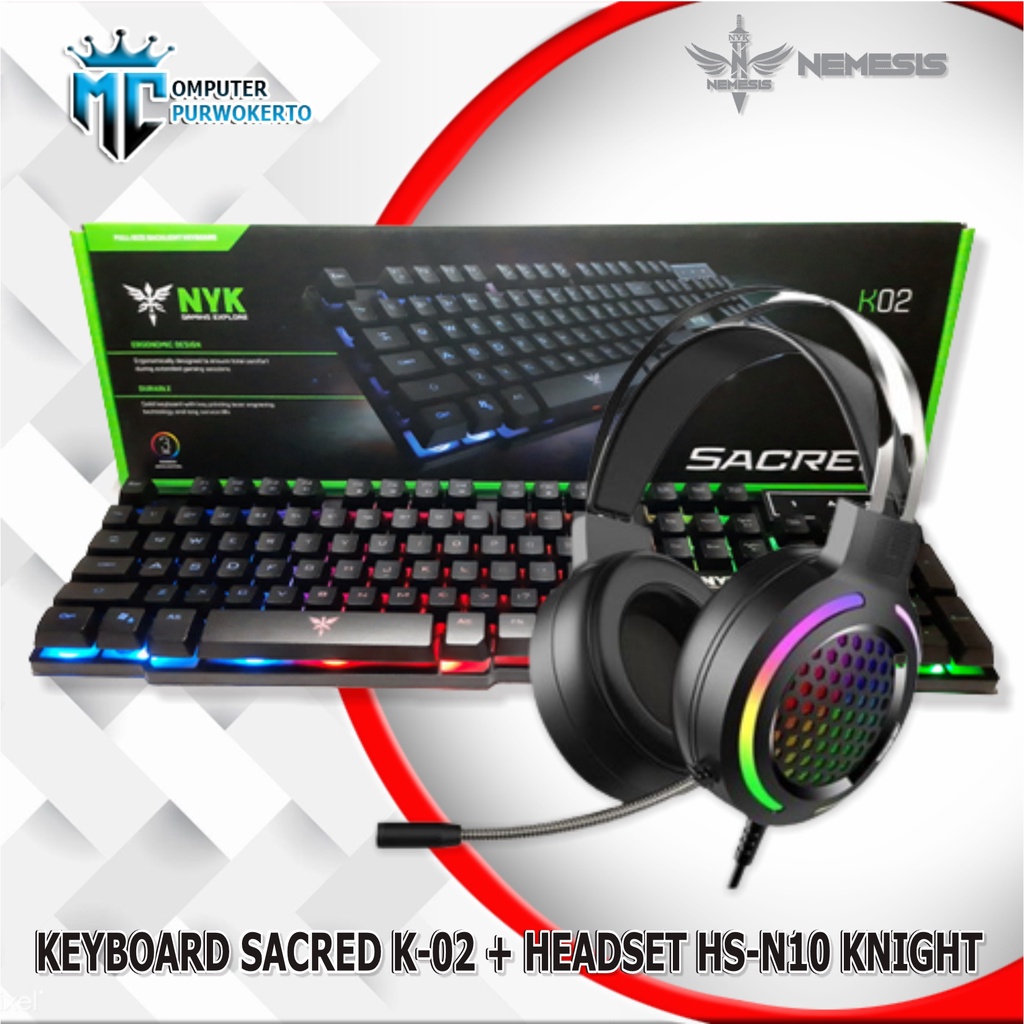 PAKET KEYBOARD GAMING SACRED K-02 PLUS HEADSET GAMING