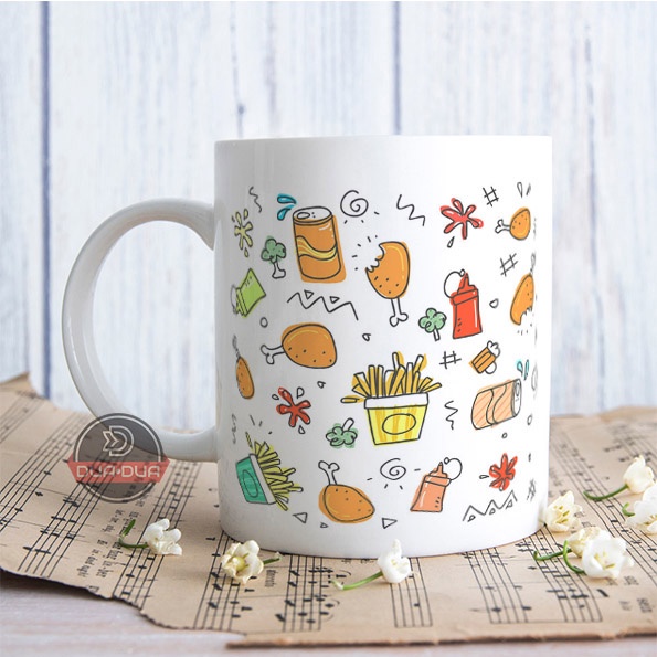 Mug Keramik cute doodle eating