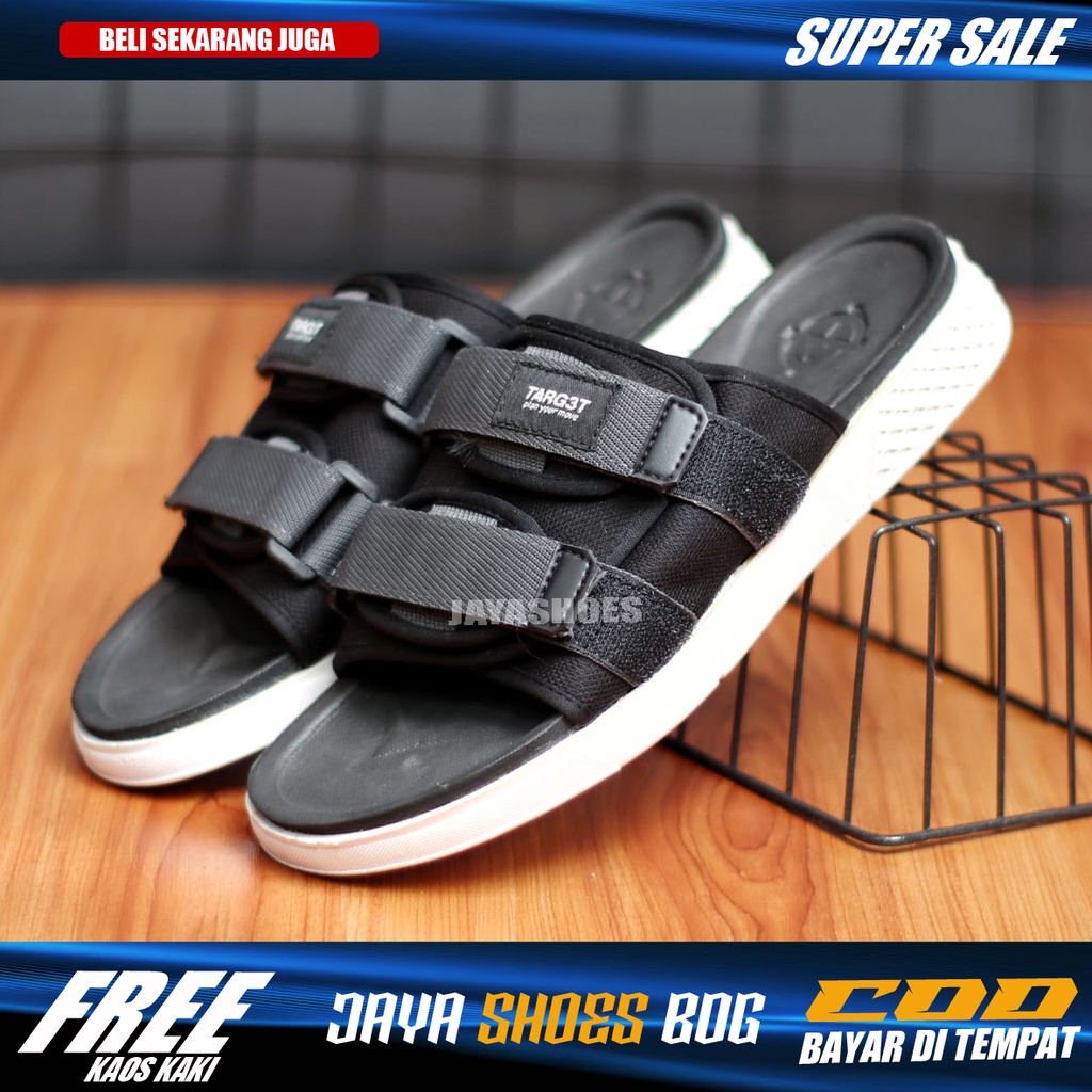 KORKOA Sandal Kasual Slop Pria Sendal Slide Pria Hitam Original Distro Simple Trendy Kekinian