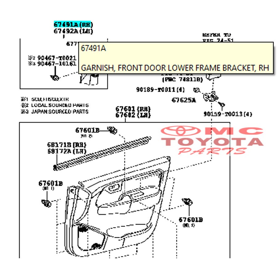 Garnish Segitiga Dalam Spion Depan Kanan Fortuner Hilux 67491-0K010-C0