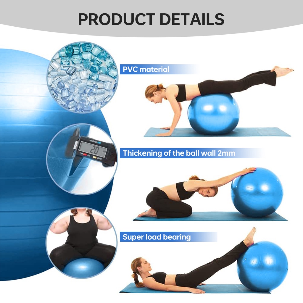 Perfin PF75PBY Bola Yoga Ibu Hamil Gym Ball Alat Fitness Pilates Ball Fitnes Senam Olahraga 65cm(FREE PompaTangan)