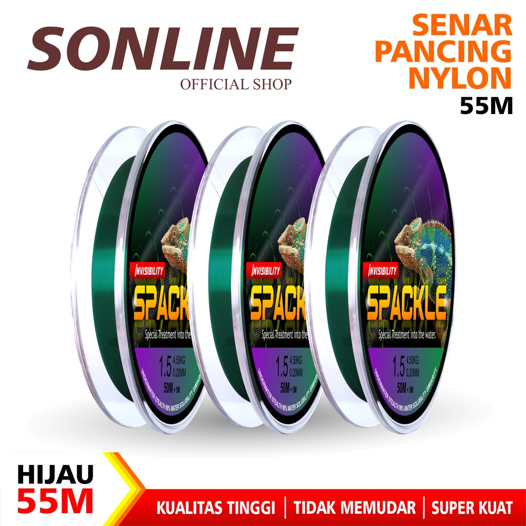 SONLINE - Senar Pancing Warna Hijau Nilon Garis Fishing Line Memancing Garis Sub Utama Senar Pancing Ikan Line Fishing Speckle Bunglon Senar Pancing Nilon Senar Titik Tak Terlihat Garis Invisible Line Nylon