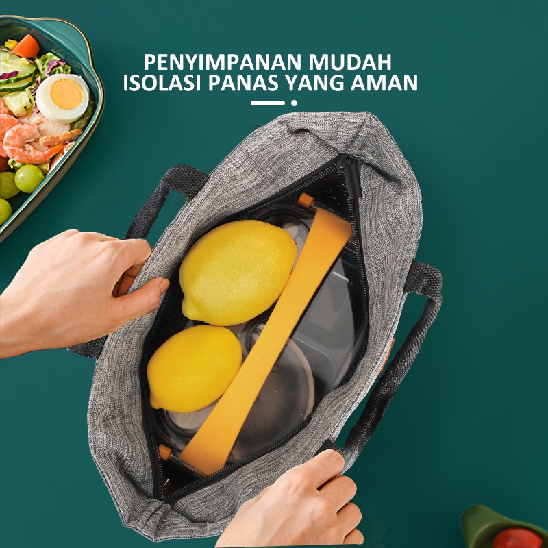 ecentio tempat makan tas bekal set dengan free Sendok 1000ml+330ml Anti Tumpah lunch box kotak bekal makan cangkir sup BPA Free