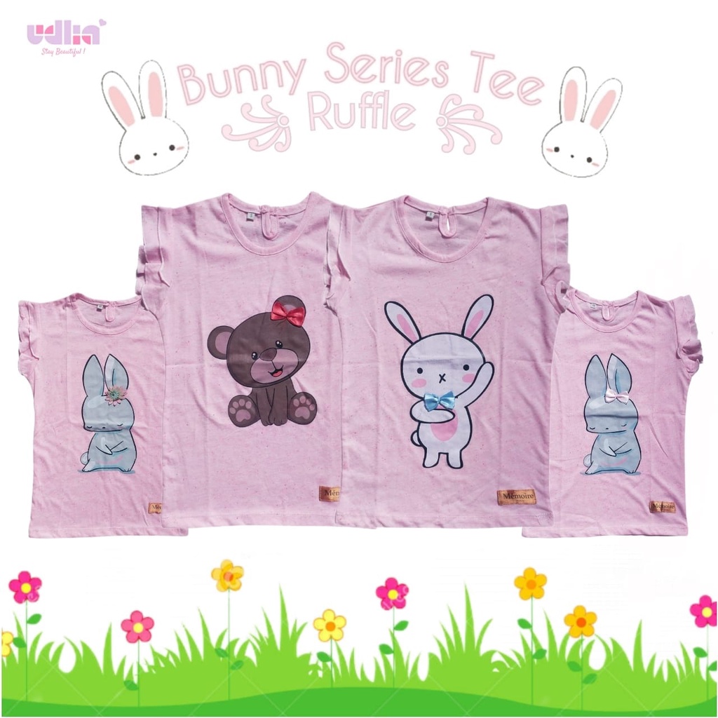 Udlia 3pcs Atasan Kaos Anak Perempuan Sablon Bunny Series Tee 2th-5th