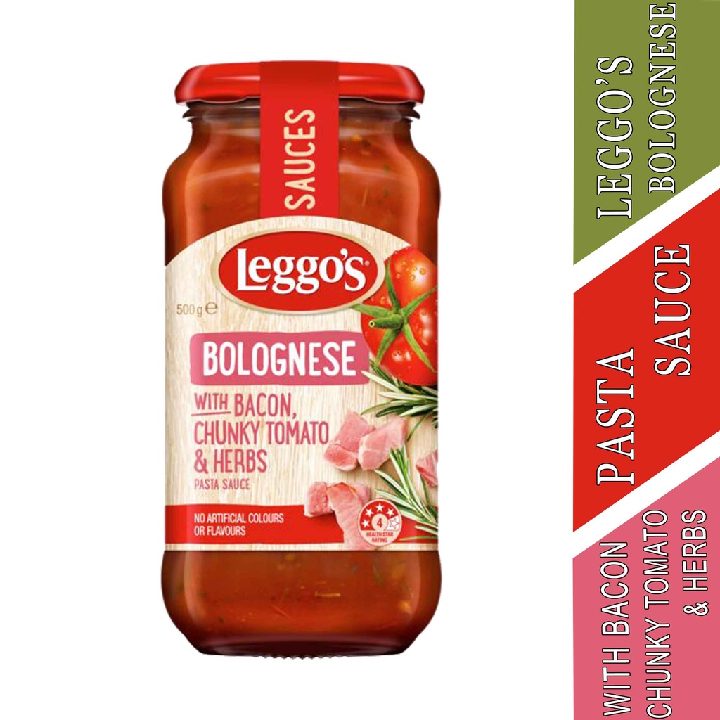 

LEGGOS BOLOGNESE WITH BACON CHUNKY TOMATO & HERBS 500g