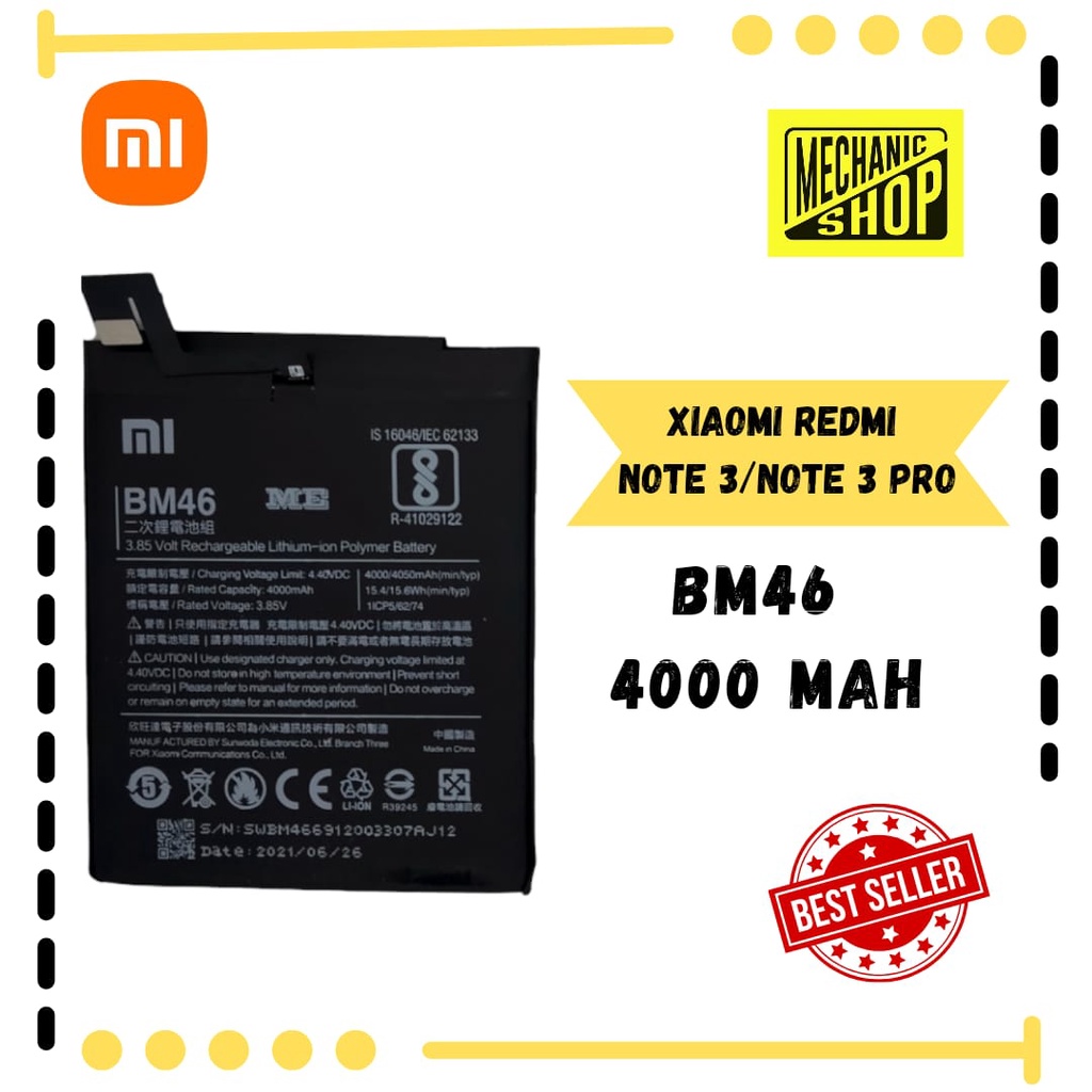 BATERAI XIAOMI REDMI NOTE 3 / REDMI NOTE 3 PRO (BM46) ORIGINAL