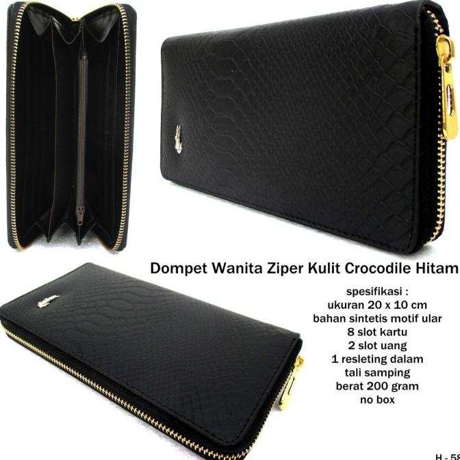 dompet wanita ziper crocodile hitam