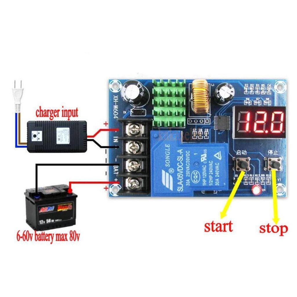 Battery Charger Control Module 6-60V XH-M604 kontroller Cas Baterai 12V 24V 48V xh-m604 Saklar Pelindung Charger Baterai Lead-acid  Papan Modul Pelindung