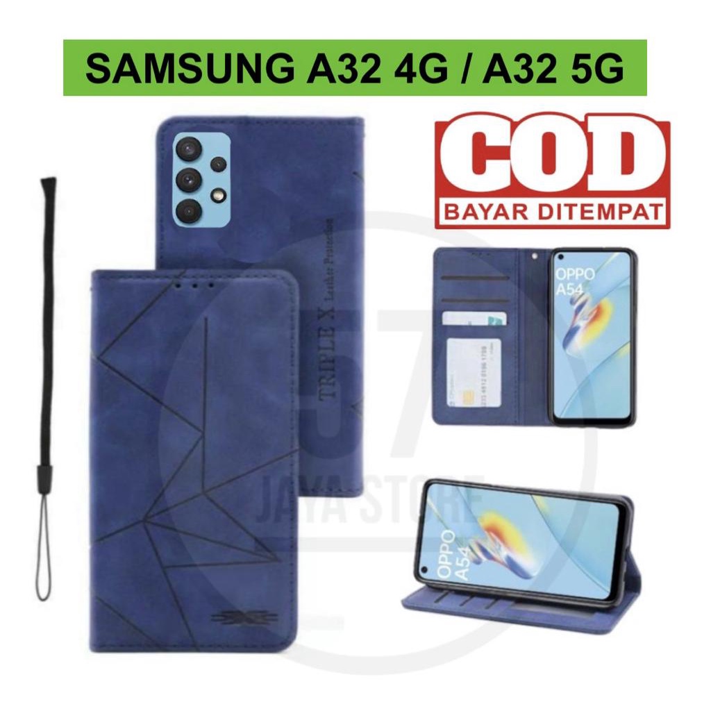 case samsung A32 4G / A32 5G Premium Quality flip case magnet terbaru leather flip cover magnet