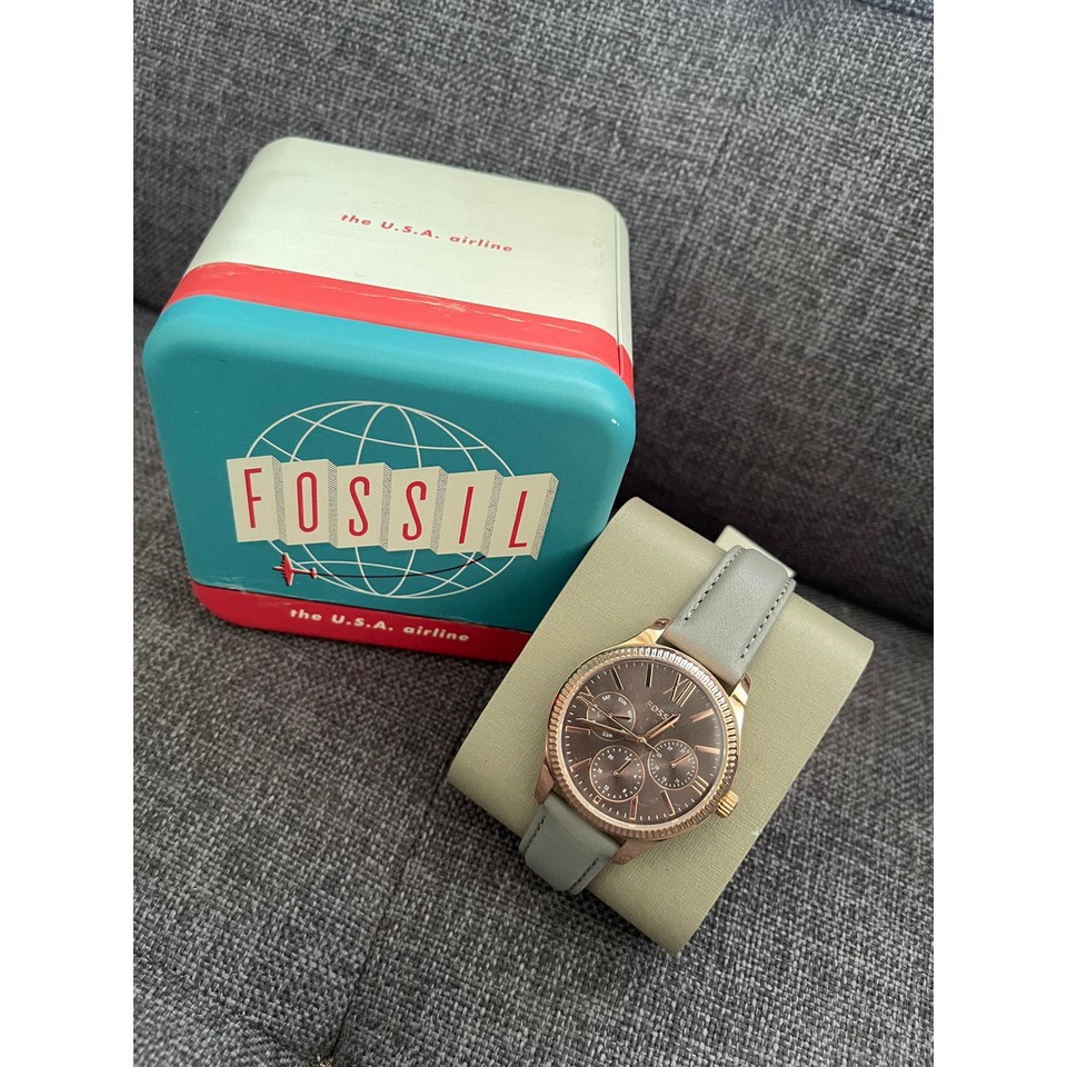 jam tangan BRANDED Rye Round Gray Leather Strap 36MM BQ3764