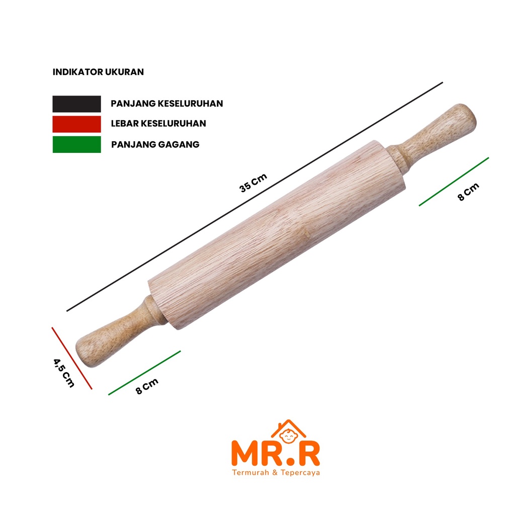Gilingan Adonan Kue Kayu Mahoni Penggilas Adonan Roti Rol Kue Rolling Pin