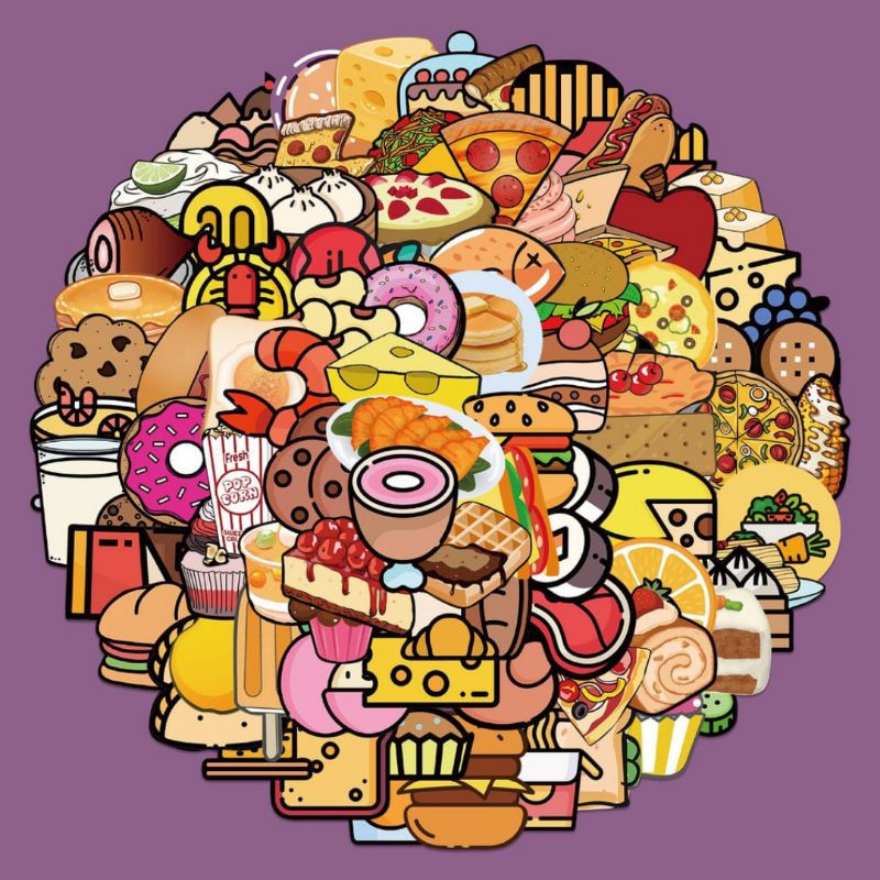 

[LIMITED] 33PCS Sticker PVC Graffity Motif Kartun Makanan Lucu Anti Air Untuk Dekorasi / Food Stickers Decoration for DIY Journal / Handphone / Laptop / Kulkas / Koper