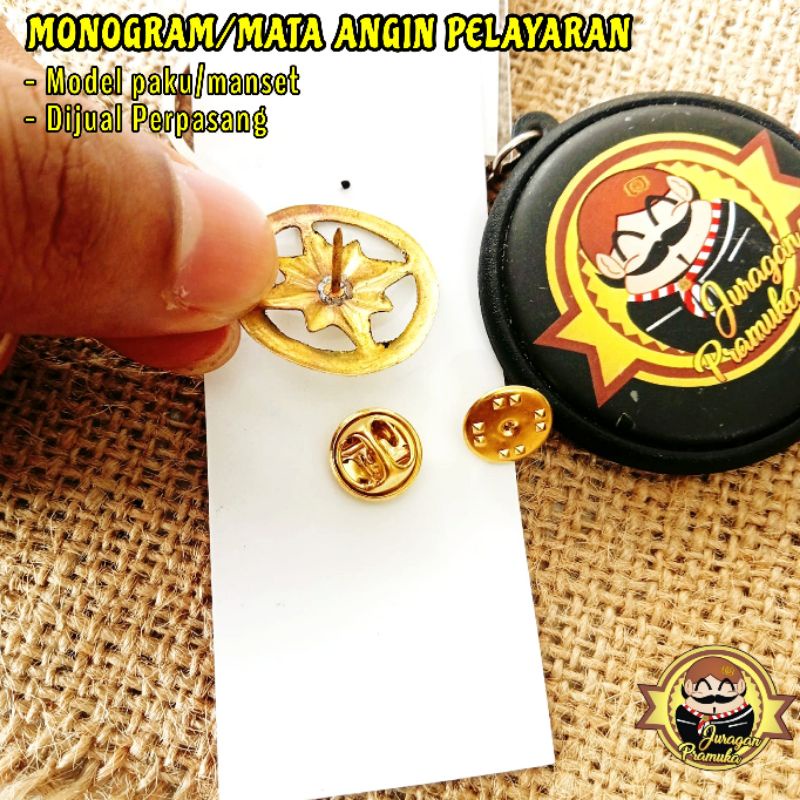 PIN LENCANA MONOGRAM/MATA ANGIN PELAYARAN ( Dijual per pasang )