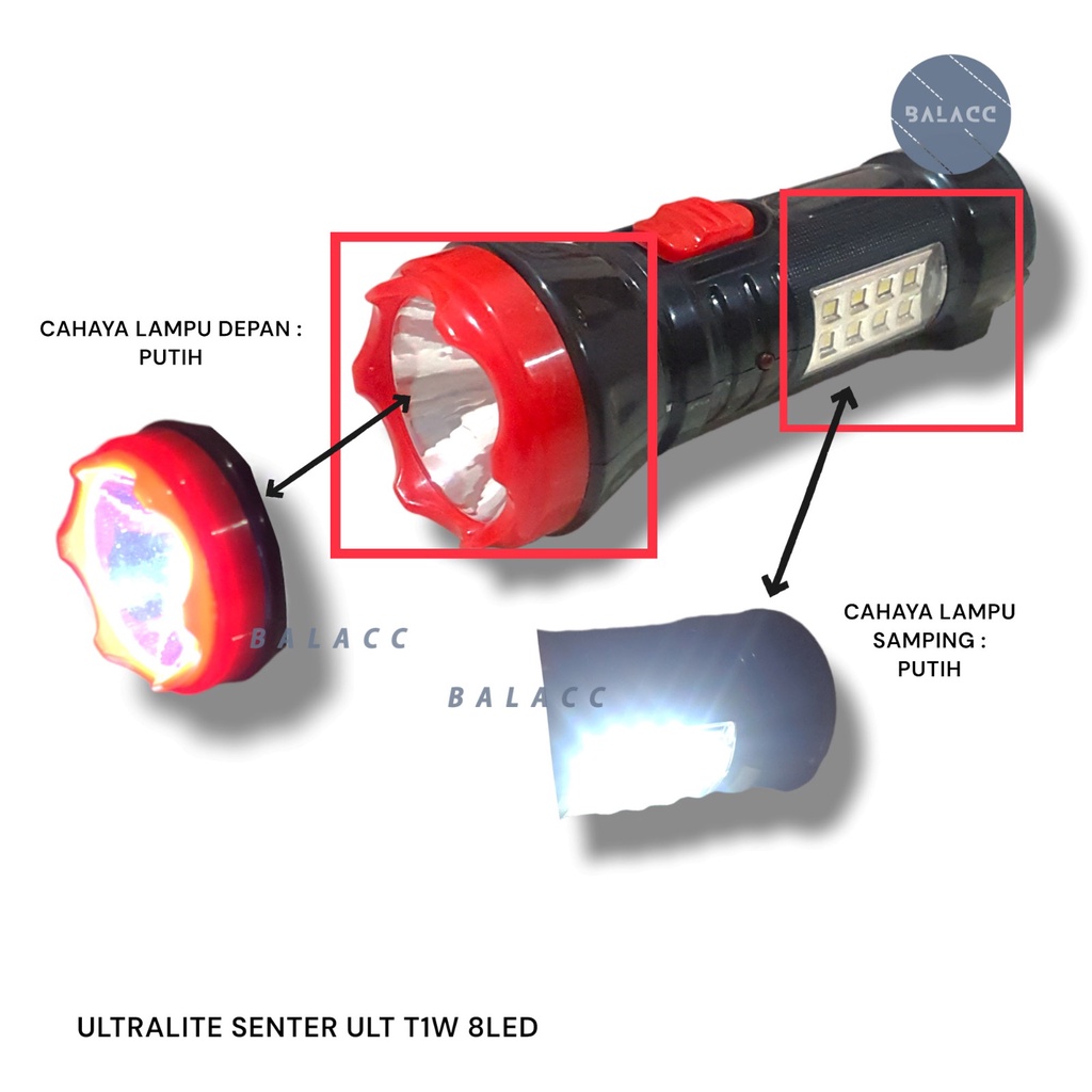 Senter Tangan Ultralite 1W + Emergency 8 LED ULT T1 8W