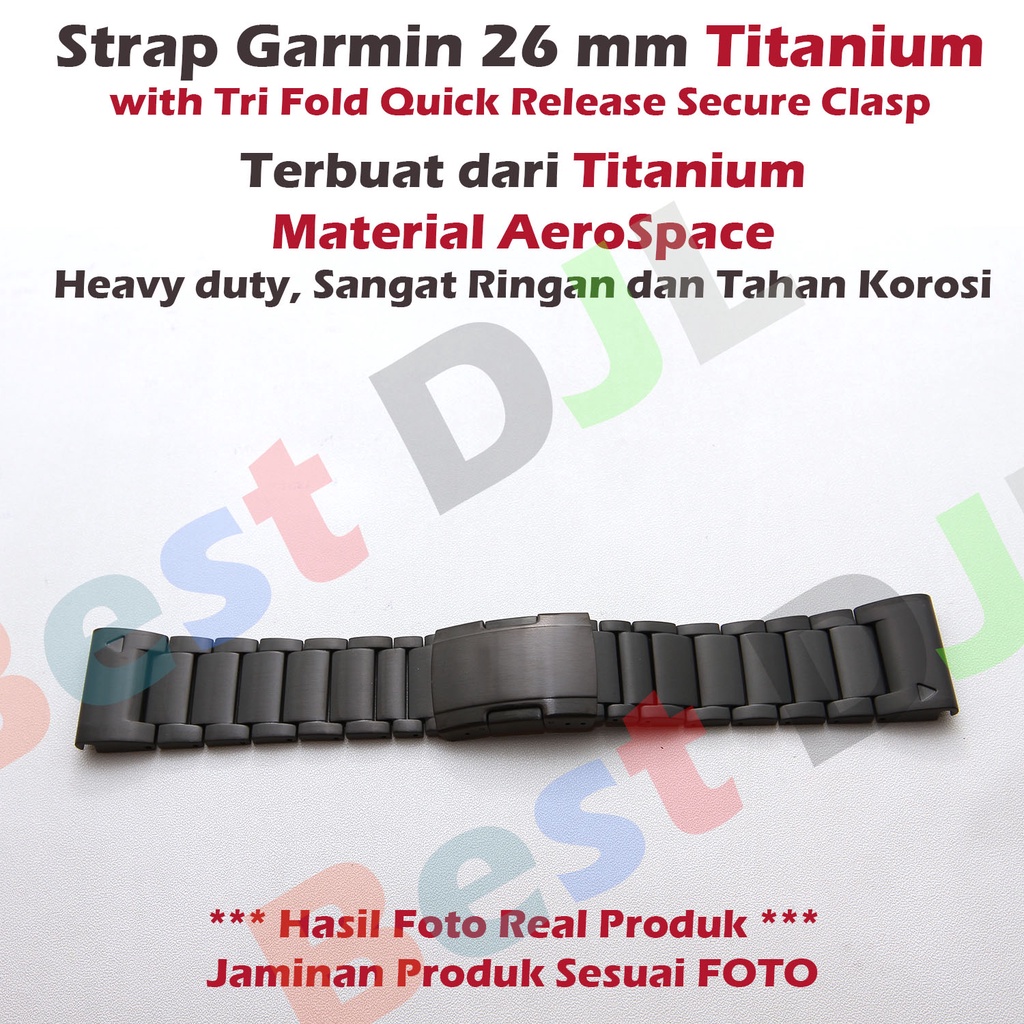 Strap TITANIUM Garmin Quickfit 26 Fenix 5x Bravo D2 Descent