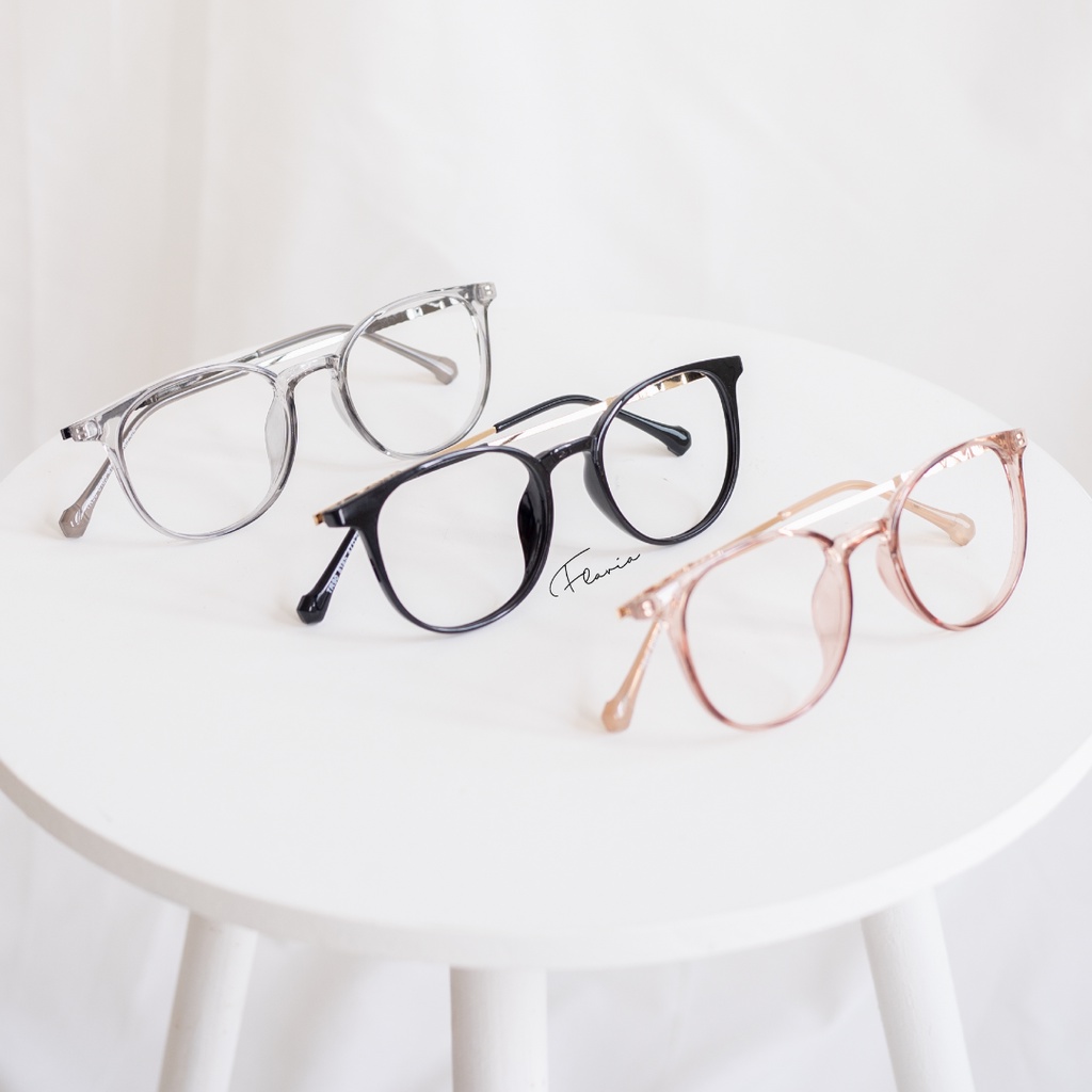 Flavia Eyewear - Kacamata Nara Round Plastic (custom minus, photochromic, blueray, bluechromic dan photobrown)