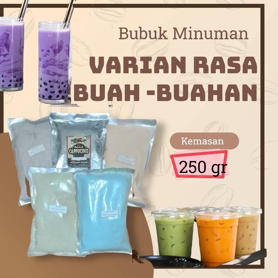 

ORIGINAL% Bubuk Minuman Rasa Kemasan 250 gr Varian Buah buahan