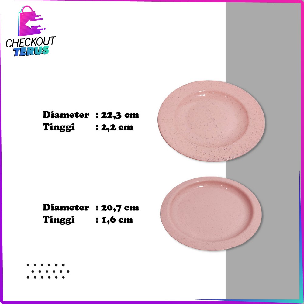 CT C812 Piring Makan Plastik Bulat Jerami 22CM 4IN1 Tempat Makan Warna Warni Tahan Banting Alat Makan Piring Saji Snack Wheat Straw