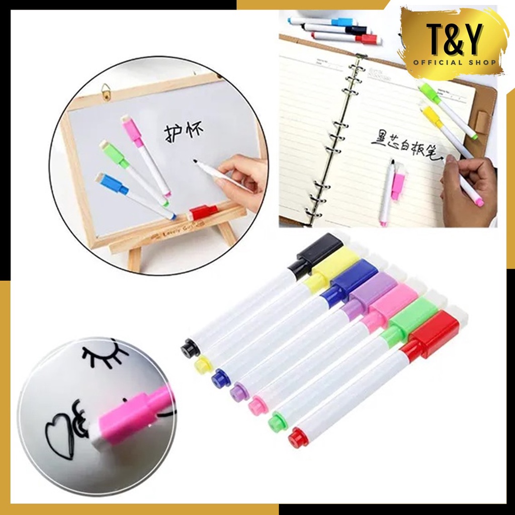 T&amp;Y Spidol Papan Tulis White Board Sepidol Mini Warna Warni Penghapus Wipe And Clean Whiteboard Marker Anak Anak Spidol Kecil 2 IN 1 Murah import