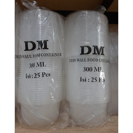 DM 300 ML (25 pcs) / Thinwall Plastik Dm 300 ML / Mangkok Plastik
