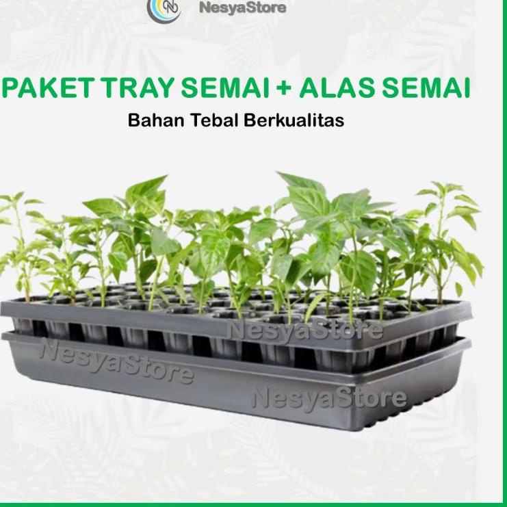 ⚡GROSIR⚡ Paket Tray Semai Potray Pot Semai dan Alas Tray 32 50 72 98 105 128 162 200 288 Lubang