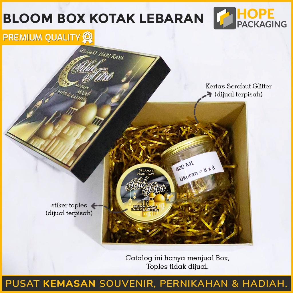 

Kotak Hampers Idul Fitri/ Box Hampers Lebaran / Souvenir Kue Hari Raya Lebaran /Bloom Box Hampers