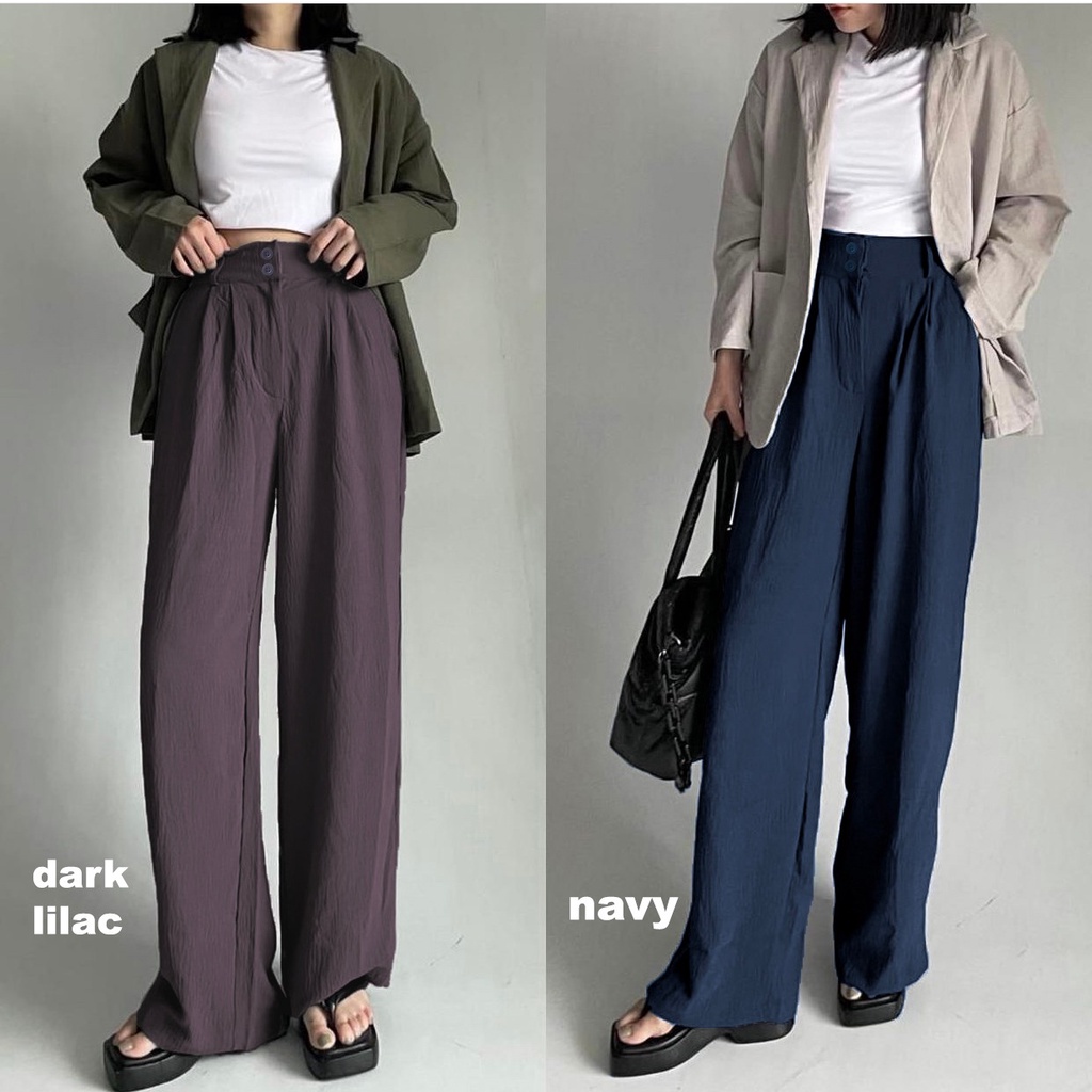 ZOYA KULOT HIGHWAIST | Celana Kulot High Waist Alesya / Celana Kulot Korea Double Button HOPYLOVY