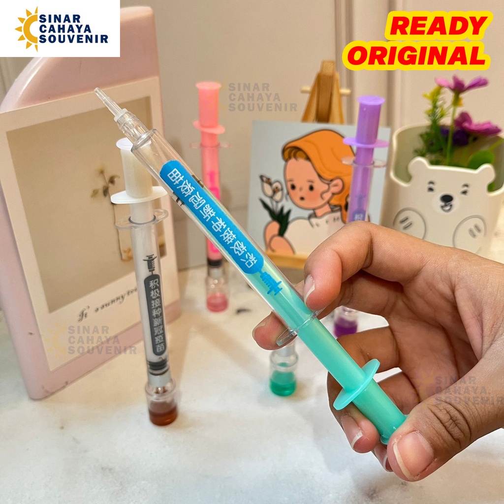 

Pulpen Model Vaksin | Pen Gel Hitam | ATK Stationery Souvenir Murah Unik Lucu