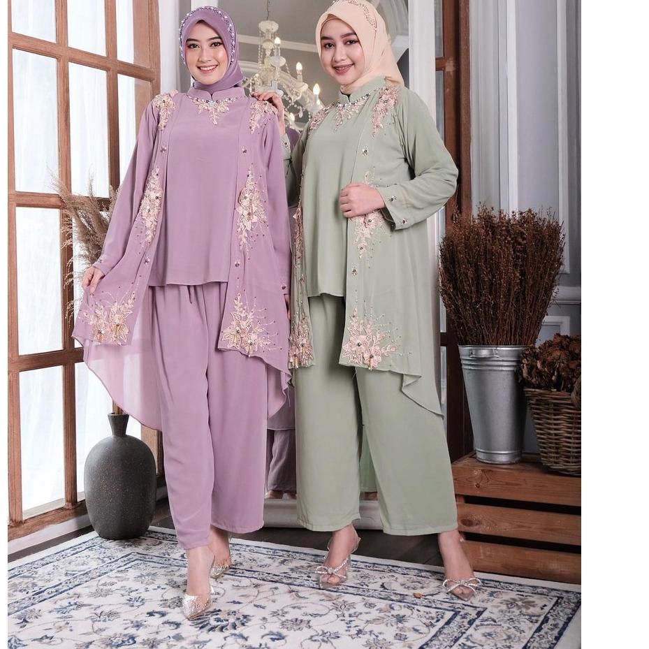 Baju Kondangan Wanita | One Set | Setcel | Tunik Remaja | Tunik Kaftan | Setelan Ceruty | Sonia Set 