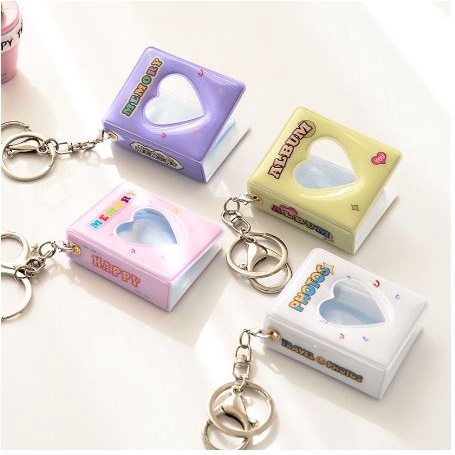 Mini Album Keychain Ganci Card Holder 16 Photos 1 Inches Gantungan Kunci Love Card Bag Photo Album