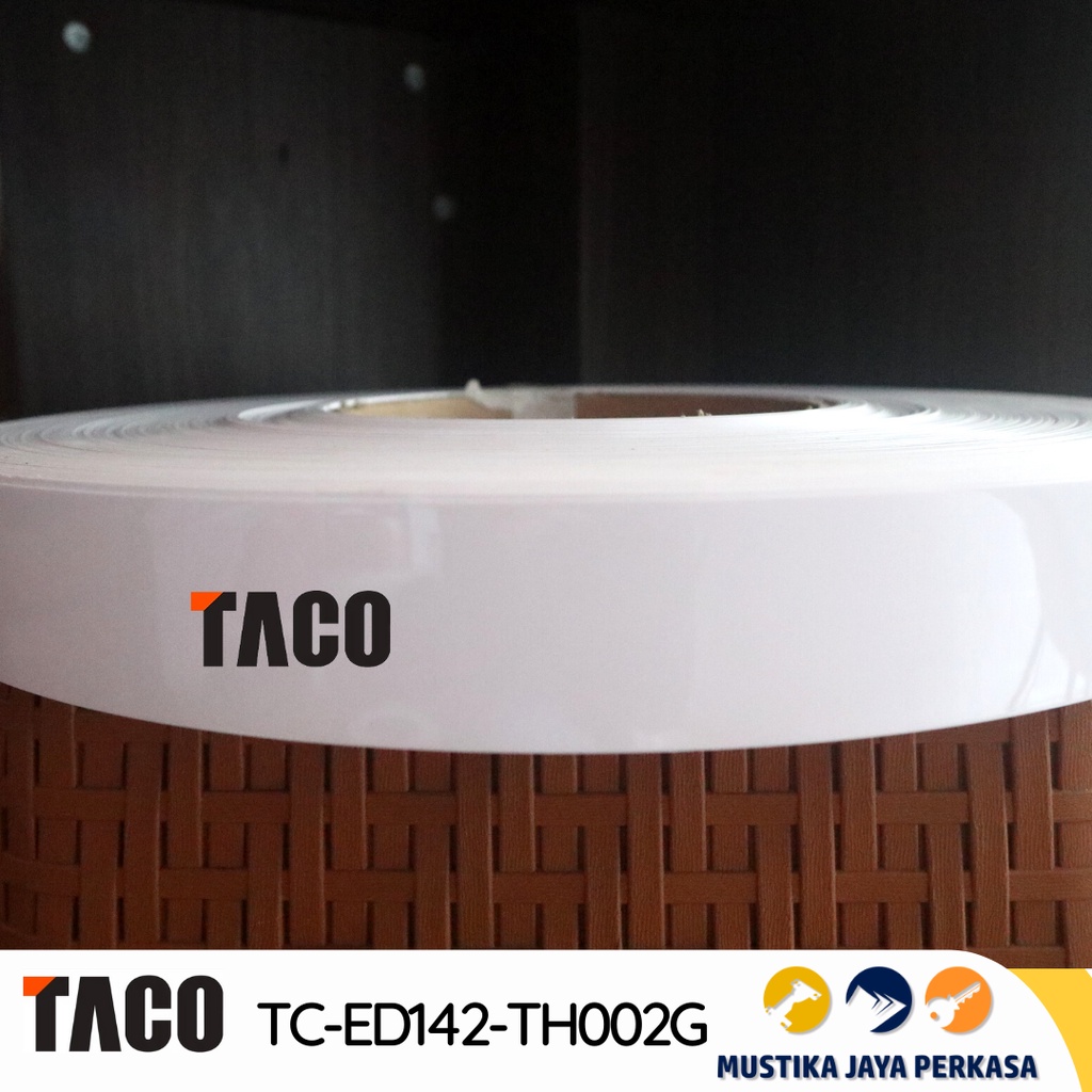 Per 5 Meter EDGING HPL TACO TH 002 G 002G 42 mm x 1 Putih Glossy Bukan Doff Hitam