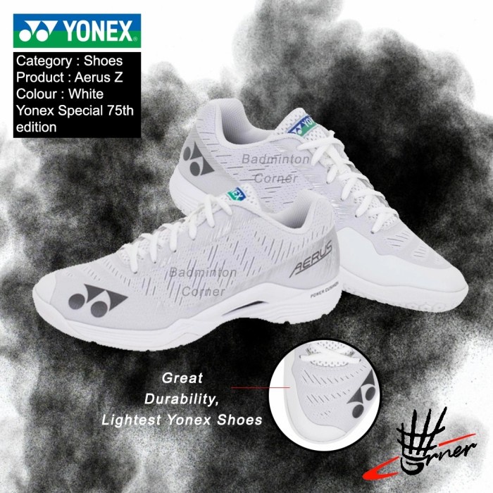 {MentariStore} Sepatu Badminton Yonex Aerus Z Men White Limited Edition 75th Original Berkualitas