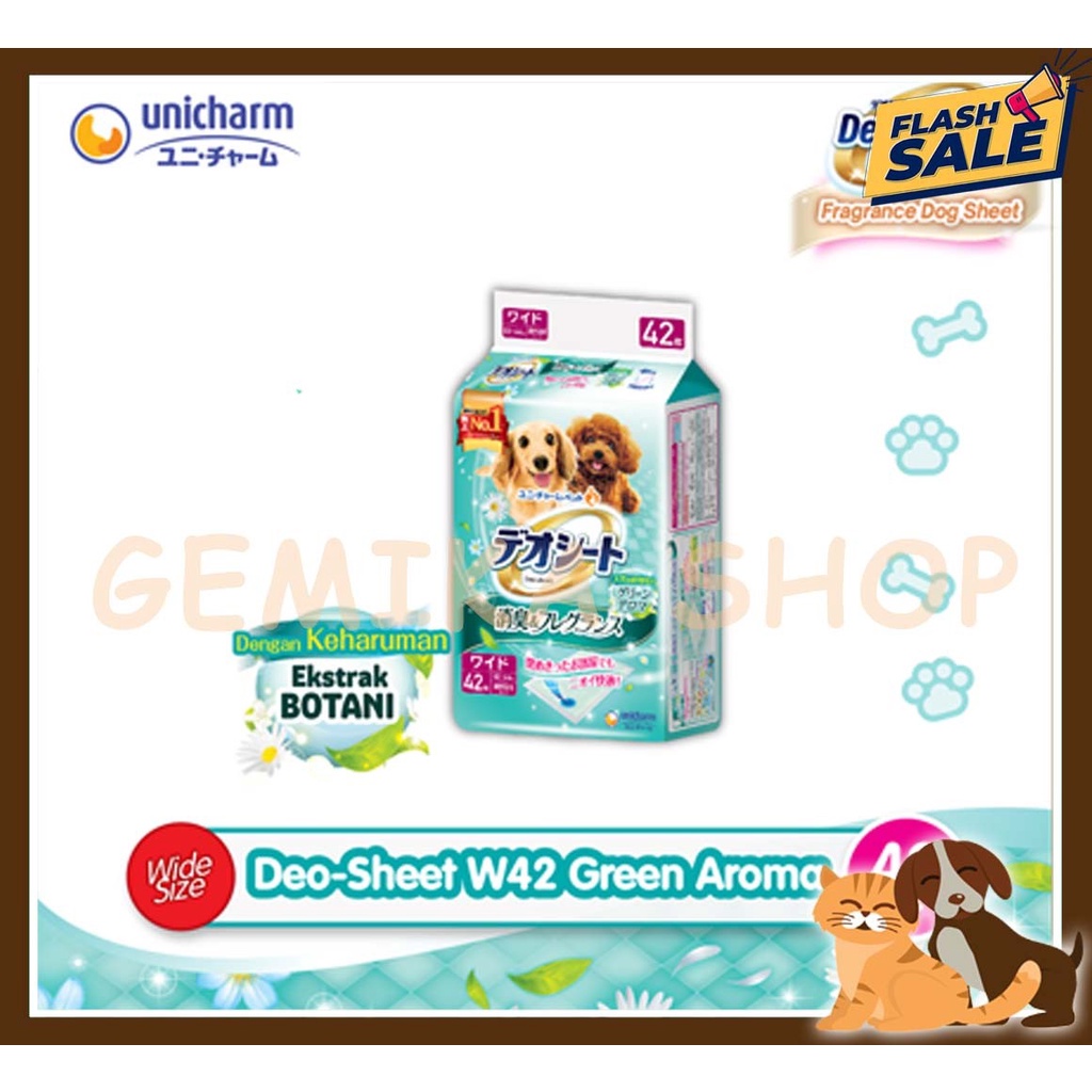 DEO SHEET UNICHARM SMALL DOG ALAS ANJING ( AROMA FLORAL / GREEN )